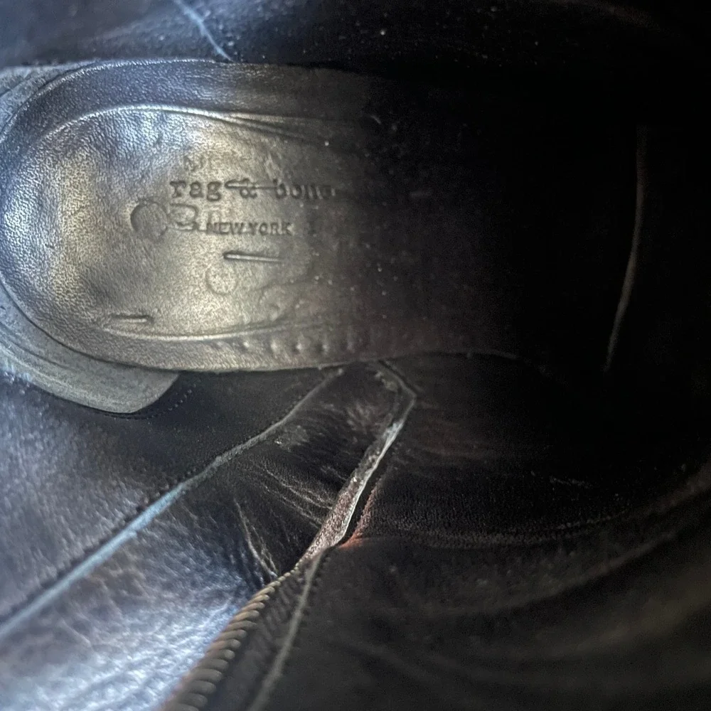 Rag & Bone Women's Ellis Patent Leather Ankle Boots  Square Toe Black Size 37 - Picture 14 of 16